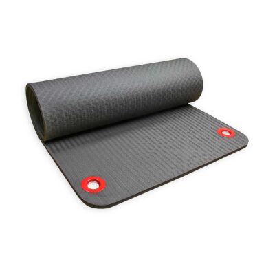 Rolled deluxe Pilates mat with eyelets