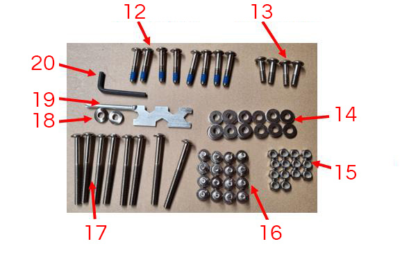 Labelled Diagram of bolts, washers, etc